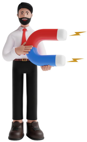 man standing and holding magnet